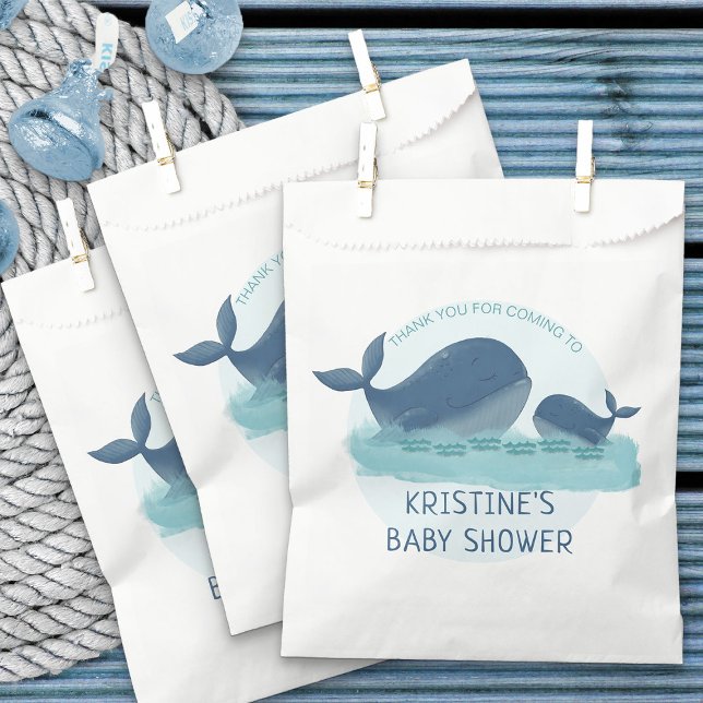 Sachets En Papier Happy Whales Ocean Theme Baby shower (Ocean themed favor bags - Happy Whales Baby Shower Collection)