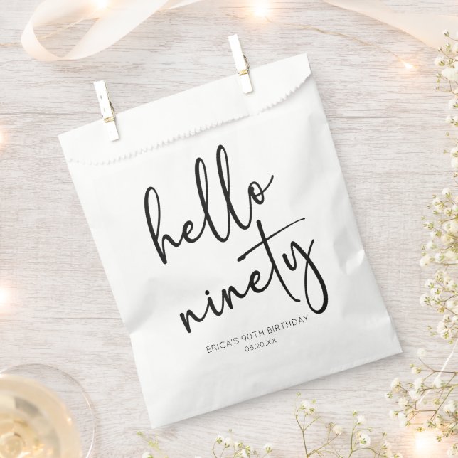 Sachets En Papier Hello Ninety Minimalist Simple 90th Birthday Party (Coupé)