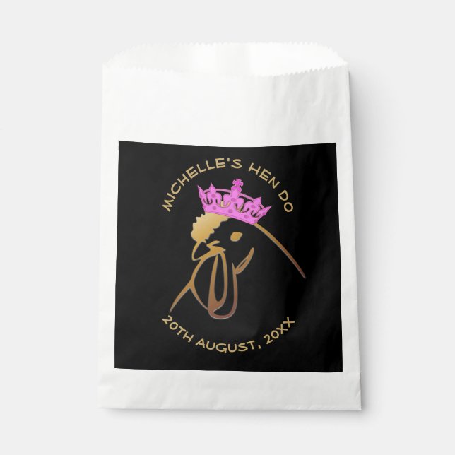 Sachets En Papier Hen dans Couronne rose Bachelorette Party Custom (Devant)