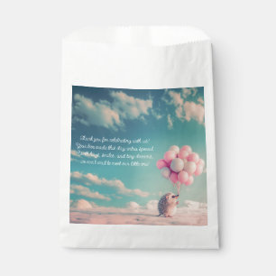 Sachets En Papier Hérisson mignon avec ballons d'anniversaire, perso