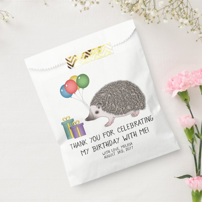 Sachets En Papier Hérisson pygmée africain avec ballons d'anniversai (Scellé)