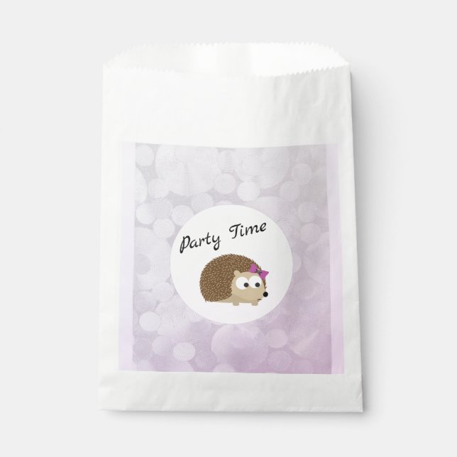 Sachets En Papier Heure de la fête du Hérisson de fille mignonne (Devant)