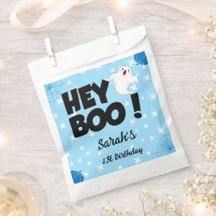 Sachets En Papier Hey Boo Blue Halloween Ghost fête d'anniversaire