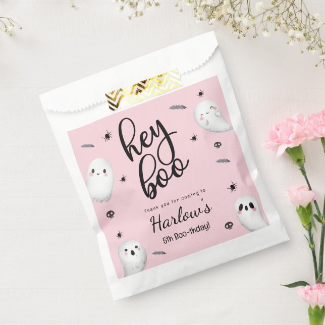 Sachets En Papier Hey Boo Pink Ghost Halloween Bienvenue Anniversair (Scellé)
