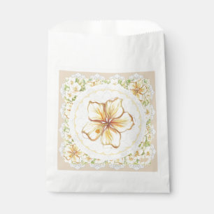 Sachets En Papier Hibiscus & dentelle JAUNE
