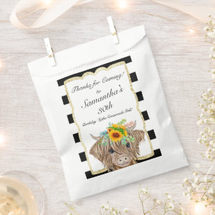 Sachets En Papier Highland Cow Invitation, fête d'anniversaire de la
