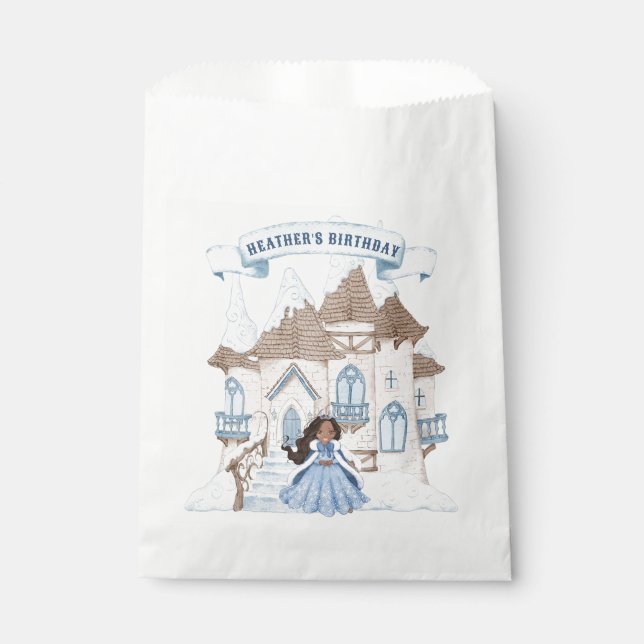 Sachets En Papier Hiver neigeux Afro-Américain Princesse Anniversair (Devant)