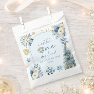 Sachets En Papier Hiver Onederland Flocon de neige 1ère fête d'anniv