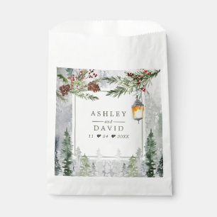 Sachets En Papier Hiver Pins Rustiques Lanterne Mariage botanique