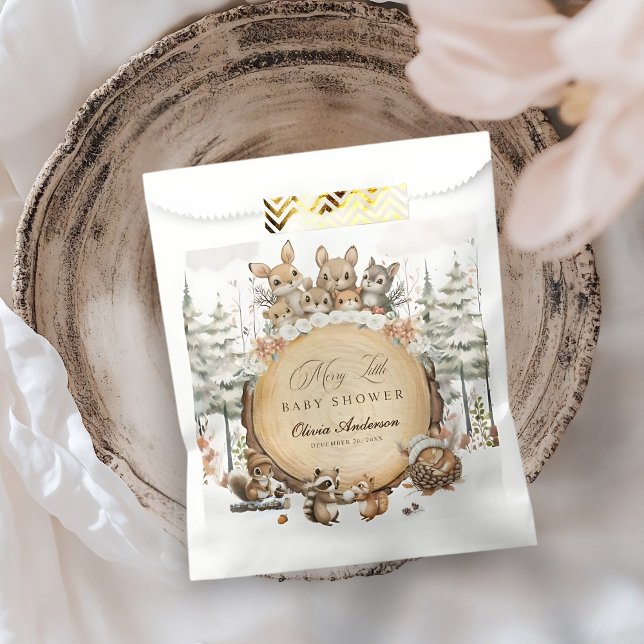 Sachets En Papier Hiver Wonderland Baby shower des animaux de bois (Créateur téléchargé)