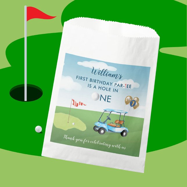 Sachets En Papier Hole In One Boy Golf Par tee 1er Anniversaire (Créateur téléchargé)