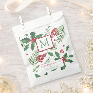 Sachets En Papier Holly Berry Joyeux Monogramme de Noël
