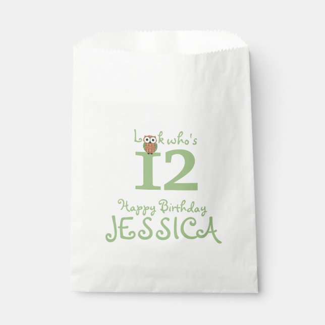 Sachets En Papier Hoot Owl Joyeux anniversaire (Devant)