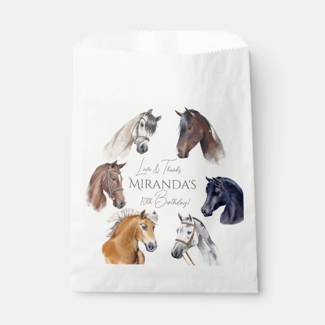 Sachets En Papier Horses équestre élégante fête d'anniversaire (Devant)