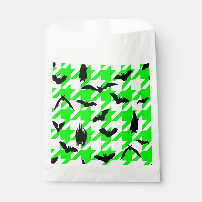 Sachets En Papier houndstooth vert halloween chauve-souris (Devant)