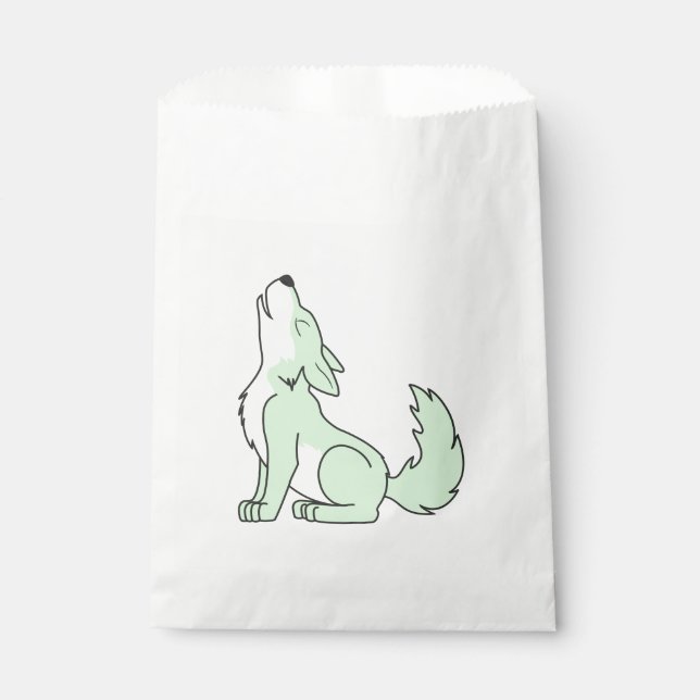 Sachets En Papier Howling Pastel Green Wolf (Devant)