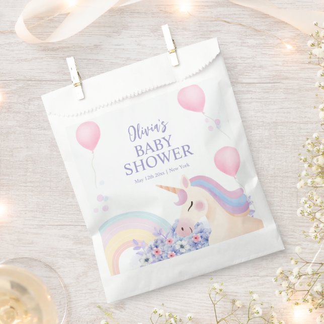 Sachets En Papier Hydrangea Balloon Rainbow Unicorn Baby shower (Coupé)