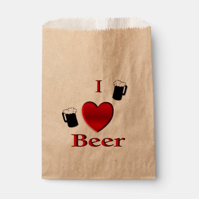 Sachets En Papier I Heart Beer Design (Devant)