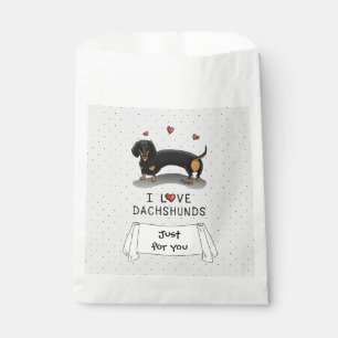 Sachets En Papier I Love Dachshunds (noir et bronze) Mignonne chien