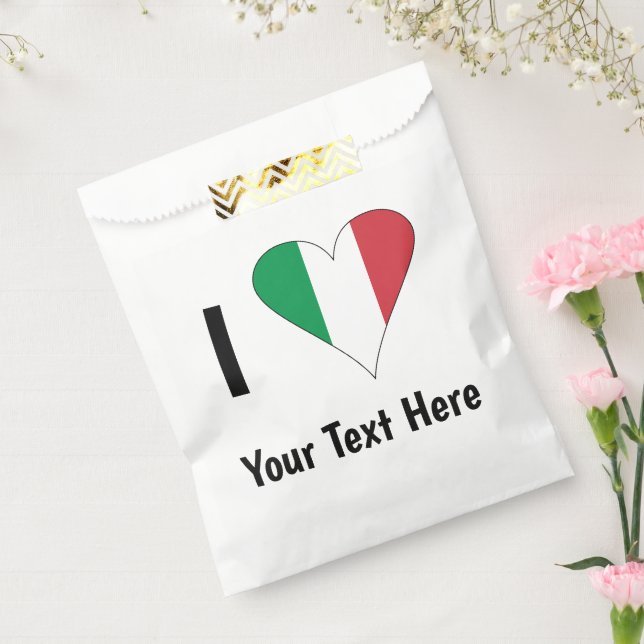 Sachets En Papier I Love (Italy Flag Heart) Votre texte (Scellé)