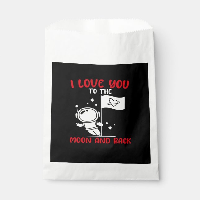 Sachets En Papier I Love You To The Moon And Back Playful Valentine  (Devant)