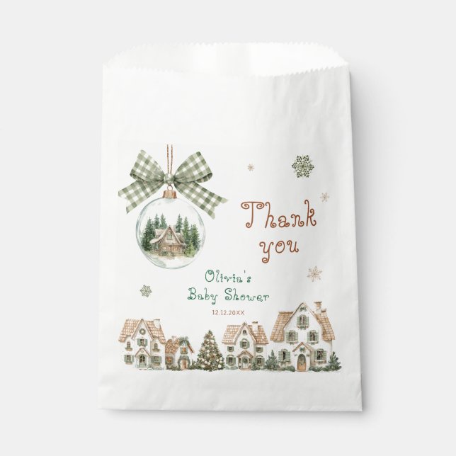 Sachets En Papier Il faut un village Baby shower Merci (Devant)