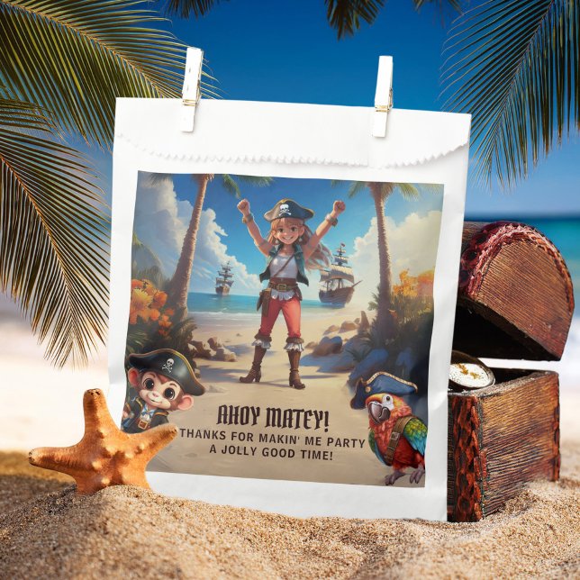 Sachets En Papier Ile tropicale Pirate Girl Anniversaire (Créateur téléchargé)