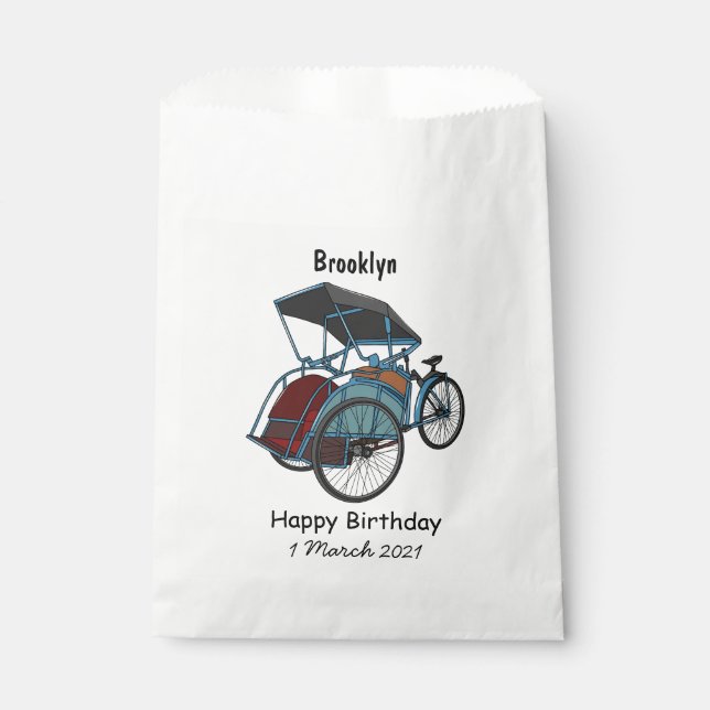 Sachets En Papier Illustration de cyclo-pousse (Devant)