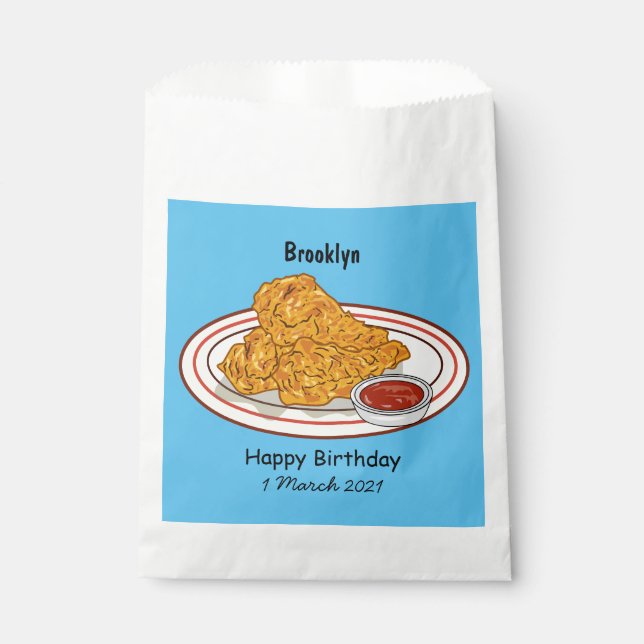 Sachets En Papier Illustration de dessin animé sur le poulet frit (Devant)