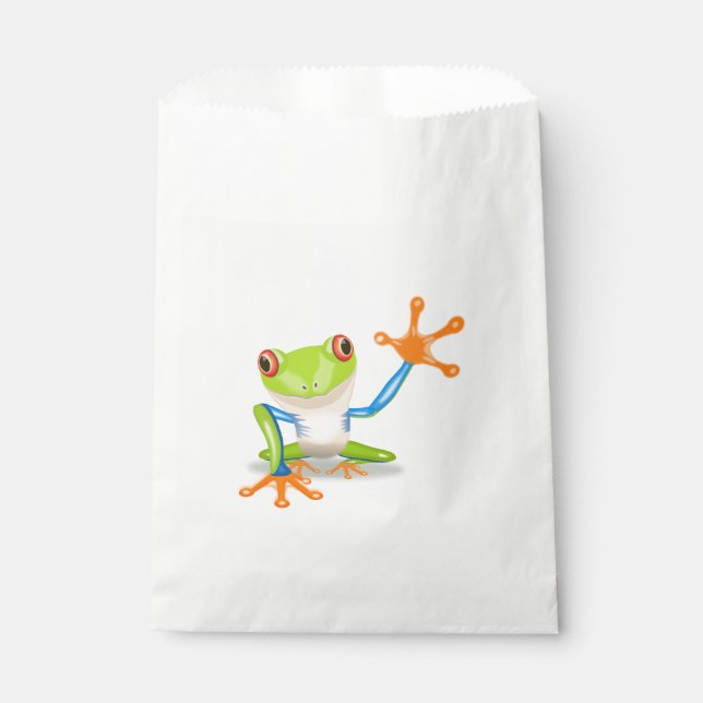 Sachets En Papier Illustration de grenouille à yeux rouges agitant (Devant)
