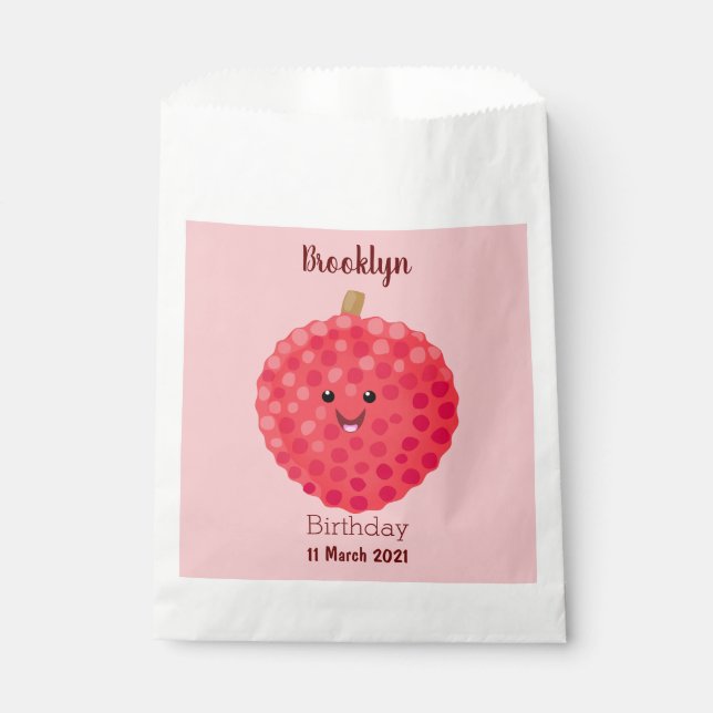 Sachets En Papier Illustration de litchee rose mignon (Devant)