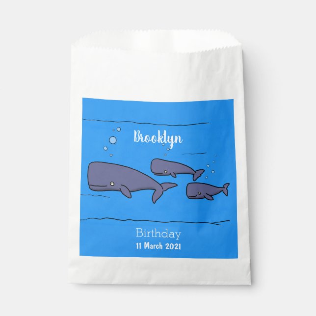 Sachets En Papier Illustration de mignonne migratrice de baleines à  (Devant)