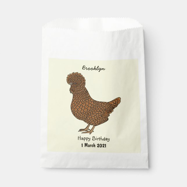 Sachets En Papier Illustration de poulet à la polis chamois (Devant)