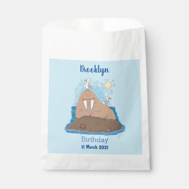 Sachets En Papier Illustration drôle de morse joyeux (Devant)