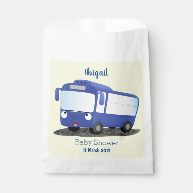 Sachets En Papier Illustration d'un bus moderne bleu mignon (Devant)