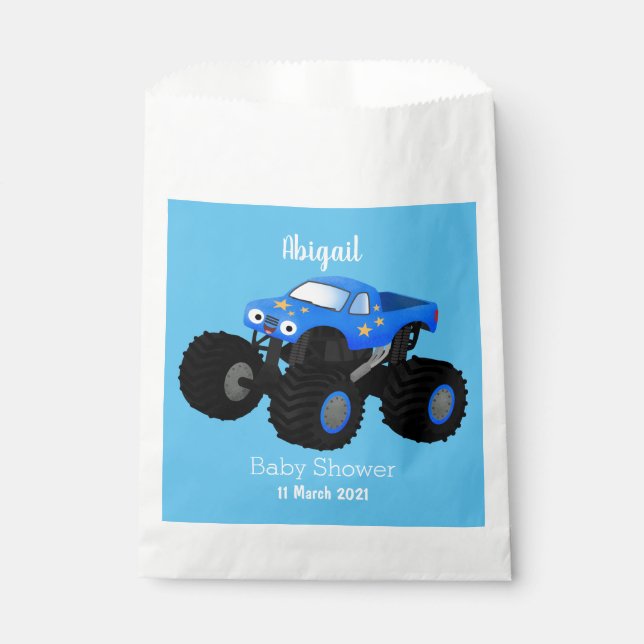 Sachets En Papier Illustration d'un camion monstre bleu mou (Devant)