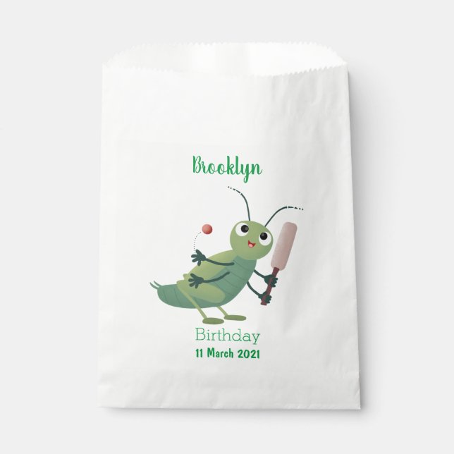 Sachets En Papier Illustration d'un insecte du cricket vert mou (Devant)
