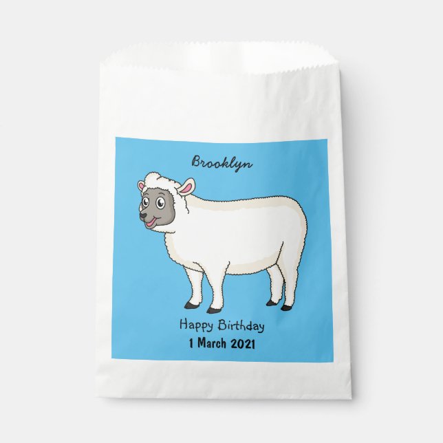 Sachets En Papier Illustration d'un mouton joyeux (Devant)
