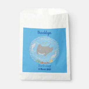 Sachets En Papier Illustration d'une mignonne raie manta et de bulle