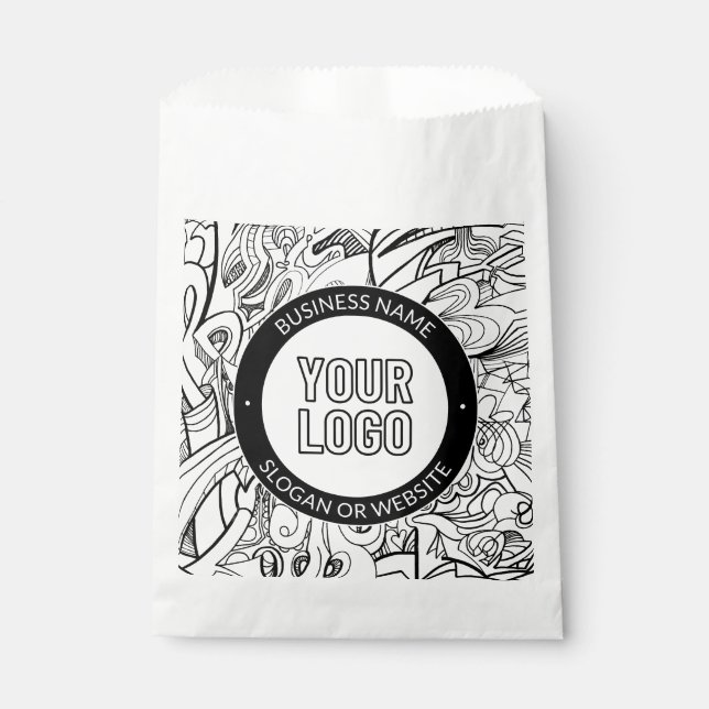 Sachets En Papier Illustrations de ligne moderne et votre logo avec  (Devant)