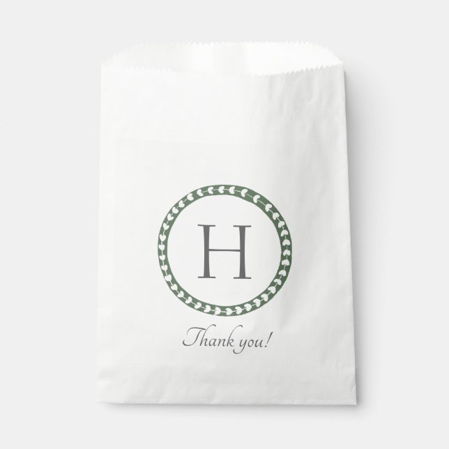 Sachets En Papier Impression botanique verte et blanche en bloc (Devant)