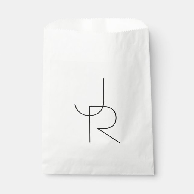 Sachets En Papier Initiales superposées | Noir sur blanc (Devant)