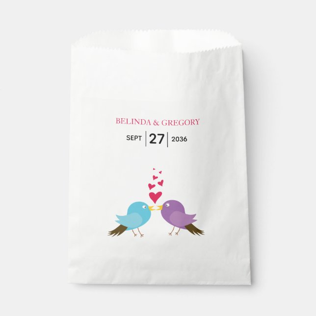 Sachets En Papier Inséparables et Mariages de coeur (Devant)