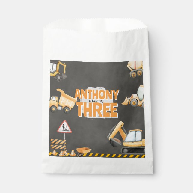 Sachets En Papier Invitation d'anniversaire de construction (Devant)