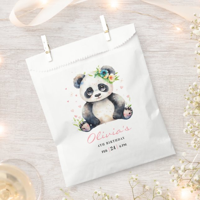 Sachets En Papier Invitation d'anniversaire de Panda, Invitation d'a (Coupé)