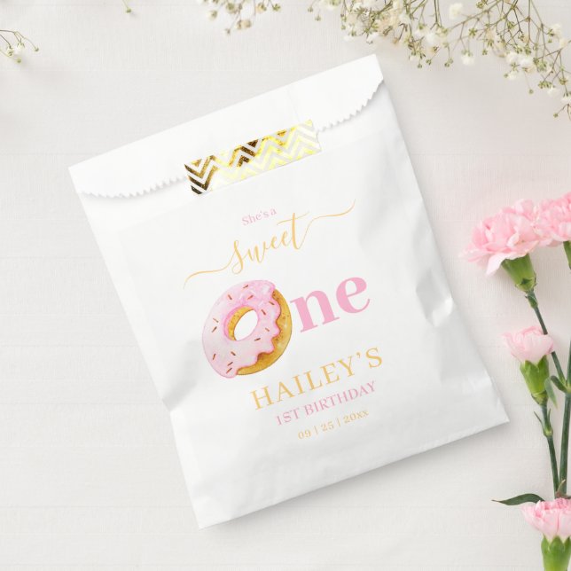 Sachets En Papier Invitation d'anniversaire Sweet One Donuts, 1er an (Scellé)