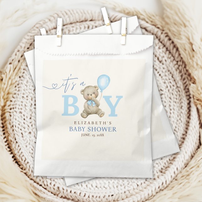 Sachets En Papier It’s a Boy,  Bear Baby Shower boy (Créateur téléchargé)