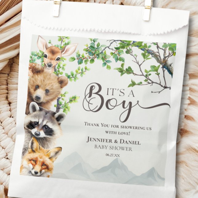 Sachets En Papier It’s a Boy Woodland Wildlife Baby Shower Thank You (Créateur téléchargé)