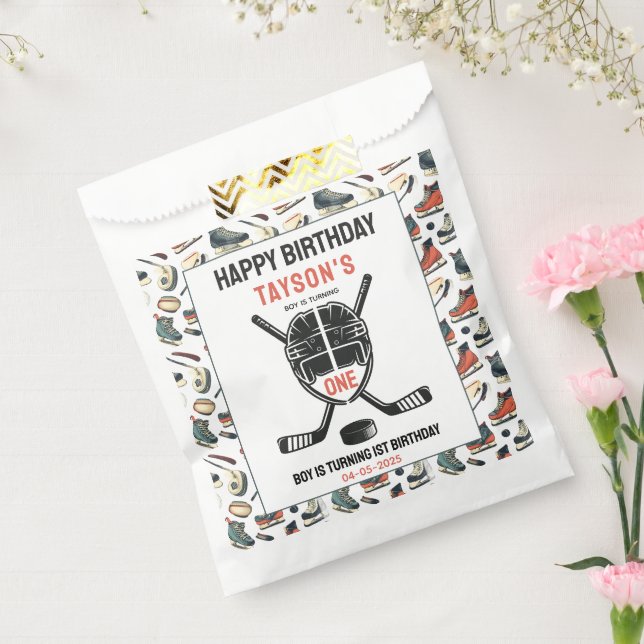 Sachets En Papier It’s Game Time Hockey 1st Birthday Party (Scellé)