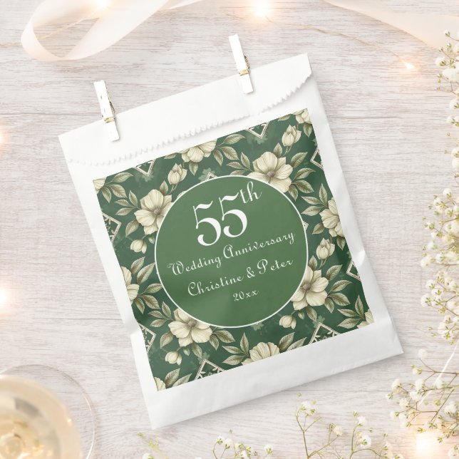 Sachets En Papier Ivory Floral et Emerald Mariage Anniversaire Favor (Coupé)